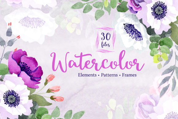 Bouquet of Flowers Warm Smile Violet Watercolor