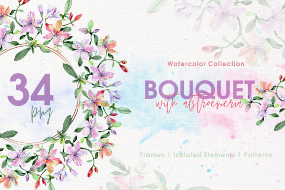 Bouquets with Alstroemeria Watercolor: A Versatile Digital Resource for Creative Projects