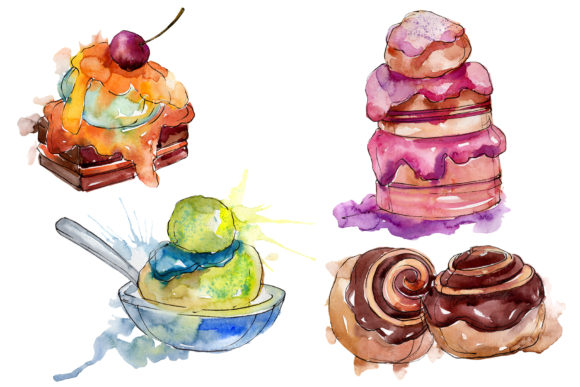 Dessert Appetizing Watercolor: Elevate Your Creative Projects with Hand-Painted Elegance