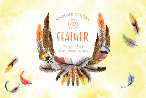 Feather Watercolor offers 69 hand-painted assets for designers