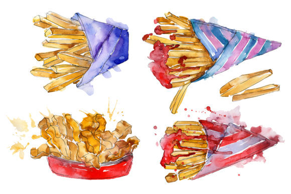 French Fries Watercolor: Evaluating Hand-Painted Digital Art Assets for Creative Projects