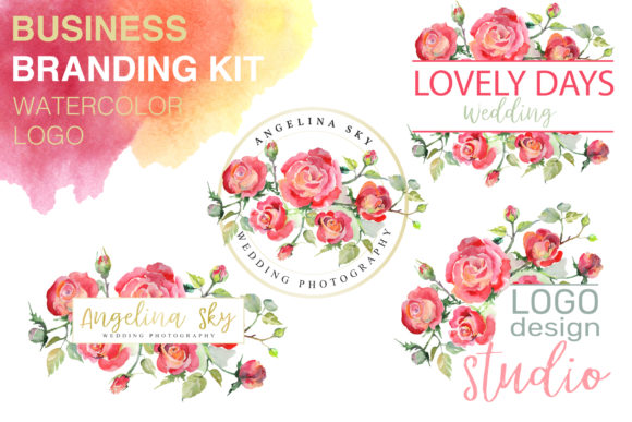 LOGO with Red Roses Watercolor