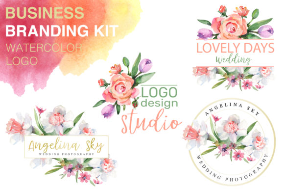 Logo with Roses and Narcissus Watercolor: A Versatile Design Resource for Creative Projects