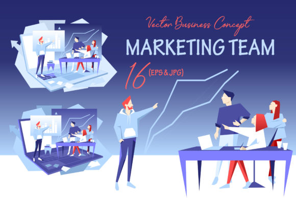 Marketing Team Vector Design Set for Creative Projects