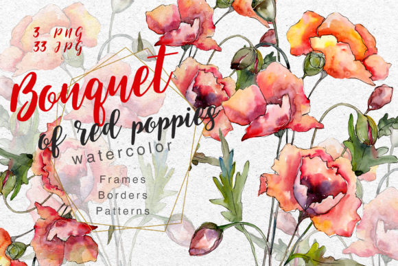 Red Poppies Watercolor Set for Creative Projects