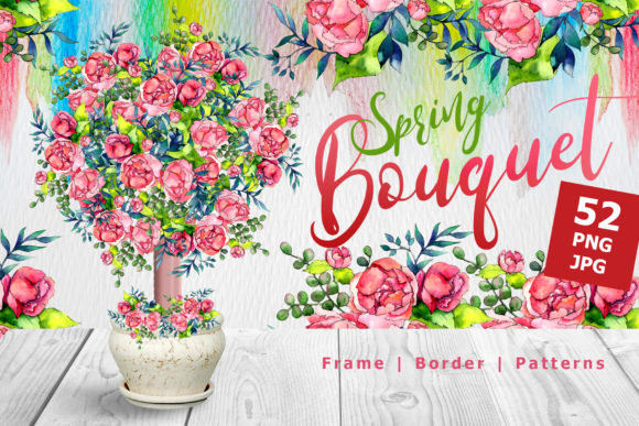 Spring Bouquet Watercolor Set for Practical Design