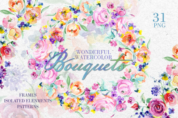 Unlock Endless Creative Possibilities with Wonderful Bouquets Watercolor Clipart