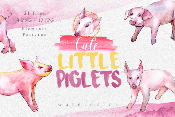 Watercolor Pink Pig Set: A Versatile Asset for Creative Professionals and Businesses