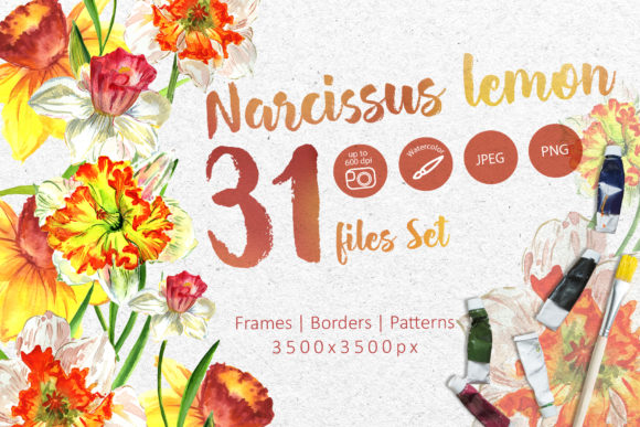 Why the Narcissus Lemon Watercolor Flower Set Belongs in Every Designer’s Toolkit